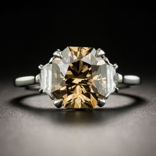 Estate Platinum 3.56 Carats Fancy Dark Yellowish Brown Diamond Ring - GIA - 2