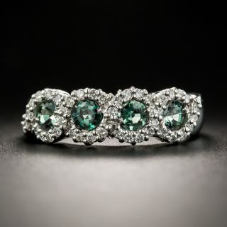 Estate Platinum Alexandrite and Diamond Band Ring - 1