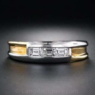 Estate Platinum and 18K  Baguette Diamond Band Ring