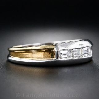Estate Platinum and 18K  Baguette Diamond Band Ring