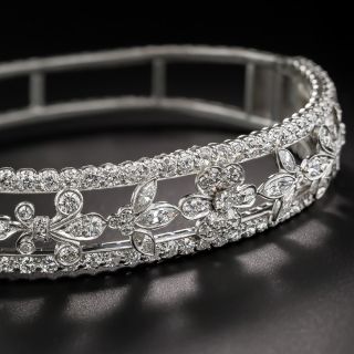 Estate Platinum and Diamond Bangle Bracelet  - 1