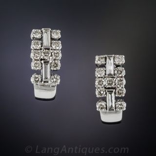 Estate Platinum and Diamond Huggie Earrings