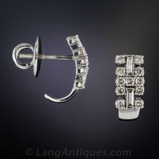 Estate Platinum and Diamond Huggie Earrings