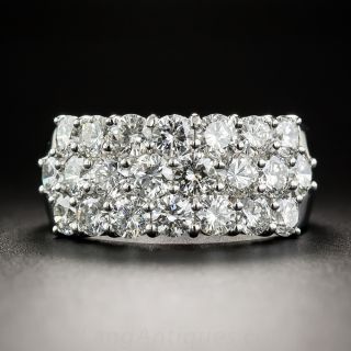 Estate Platinum and Diamond Three-Row Band Ring - 2.84 Carats