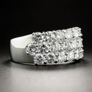 Estate Platinum and Diamond Three-Row Band Ring - 2.84 Carats