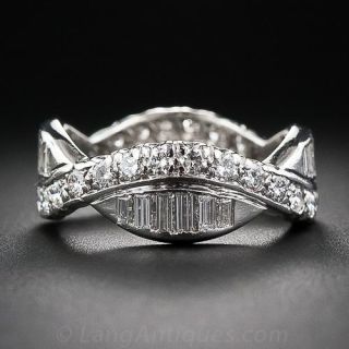 Estate Platinum and Diamond Wedding Band 