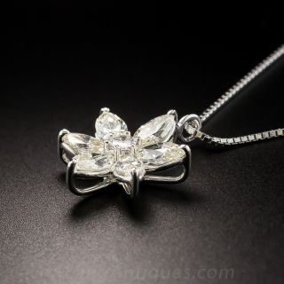 Estate Platinum and Marquise Diamond Pendant 1.54 Carats