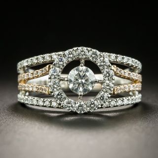 Estate Platinum and Rose Gold Diamond Ring - 1