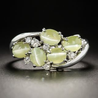 Estate Platinum Cat's-Eye and Diamond Ring