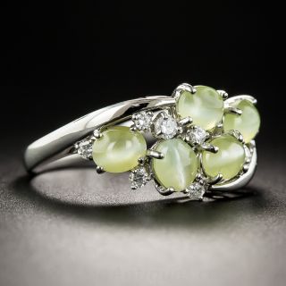 Estate Platinum Cat's-Eye and Diamond Ring