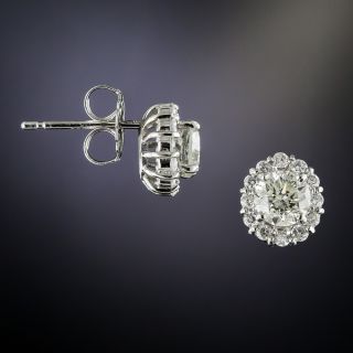 Estate Platinum Diamond Cluster Ear Studs