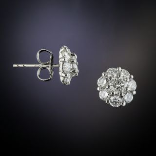 Estate Platinum Diamond Cluster Earrings