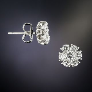 Estate Platinum Diamond Cluster Earrings