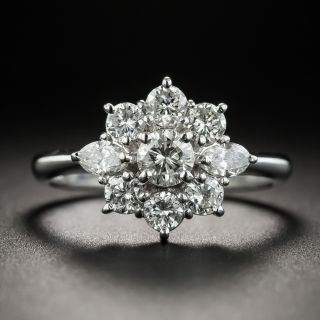 Estate Platinum Diamond Cluster Ring - 1