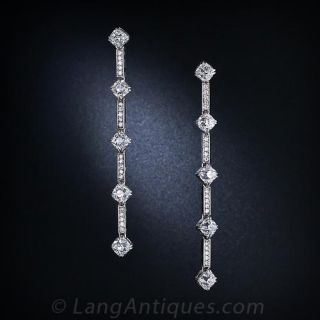 Estate Platinum Diamond Drop Earrings