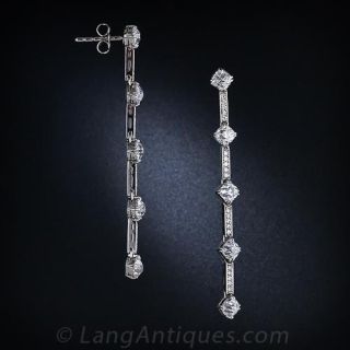 Estate Platinum Diamond Drop Earrings