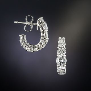 Estate Platinum Diamond Half Hoop Earrings