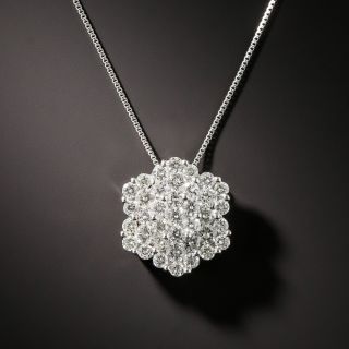 Estate Platinum Diamond Hexagon Pendant Necklace - 2
