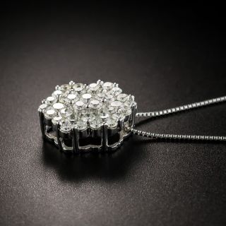 Estate Platinum Diamond Hexagon Pendant Necklace