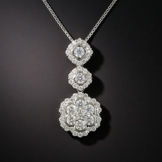 Estate Platinum Diamond Pendant Necklace - 2
