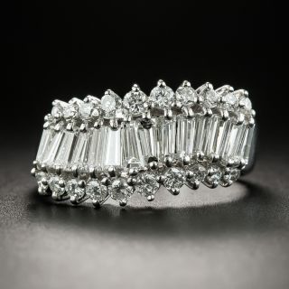 Estate Platinum Diamond Wavy Band Ring - 1