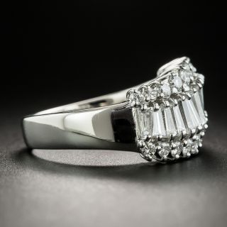 Estate Platinum Diamond Wavy Band Ring