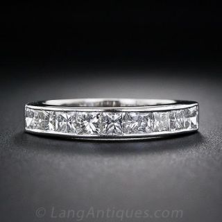 Estate Platinum Princess-Cut Diamond Band
