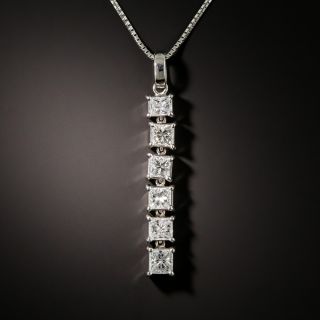Estate Platinum Princess-Cut Diamond Pendant  - 1