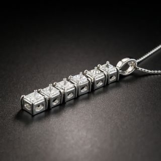 Estate Platinum Princess-Cut Diamond Pendant 