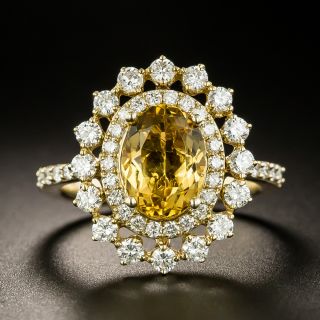 Estate Precious Topaz and Diamond Double Halo Ring - 2