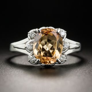 Estate Precious Topaz Platinum Diamond Ring