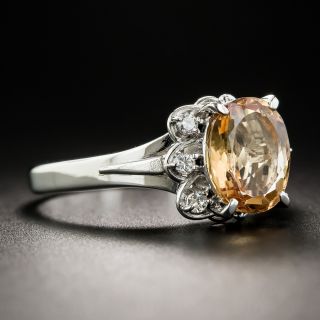 Estate Precious Topaz Platinum Diamond Ring