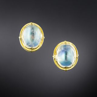 Estate Rainbow Moonstone Earrings - 2