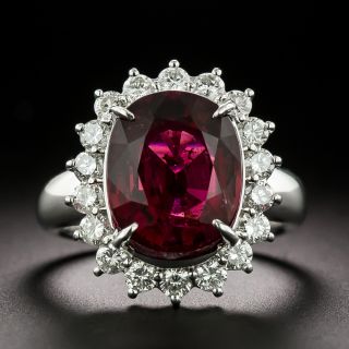 Estate Red Tourmaline and Diamond Ring - 4