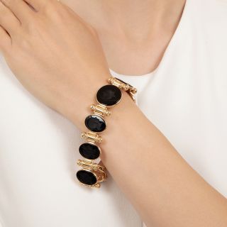 Estate Reversible Onyx Intaglio and Gold Link Bracelet