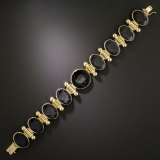 Estate Reversible Onyx Intaglio and Gold Link Bracelet - 4