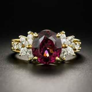 Estate Rhodolite Garnet and Diamond Ring - 2