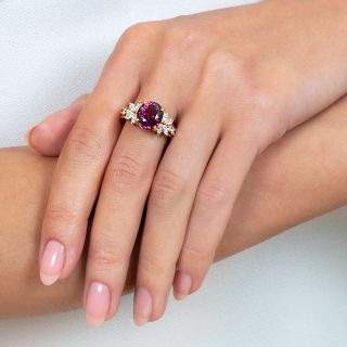 Estate Rhodolite Garnet and Diamond Ring