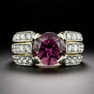 Estate Rhodolite Garnet and Diamond Ring - 2