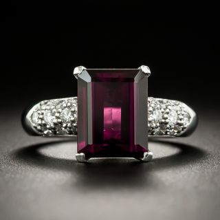 Estate Rhodolite Garnet and Diamond Ring - 1