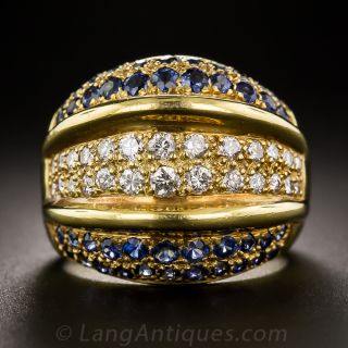 Estate Ring with Diamonds and Sapphires