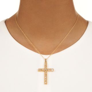 Estate Rose-Cut Diamond Cross Pendant