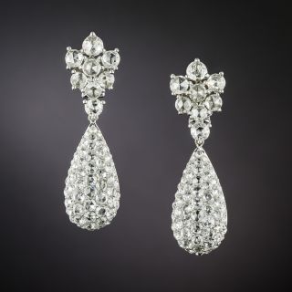 Estate Rose-Cut Diamond Pavé Dangle Earrings - 2