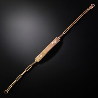 Estate Rose Gold Diamond Stars I.D. Bracelet - 2