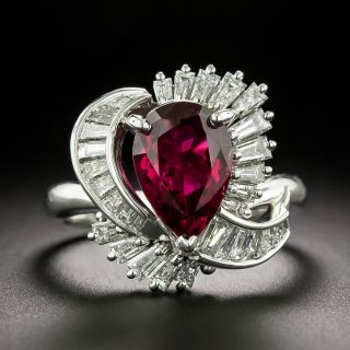 Estate Rubellite Tourmaline and Diamond Ring - 2