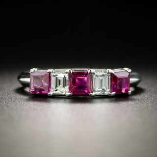 Estate Ruby and Diamond Band Ring - 2
