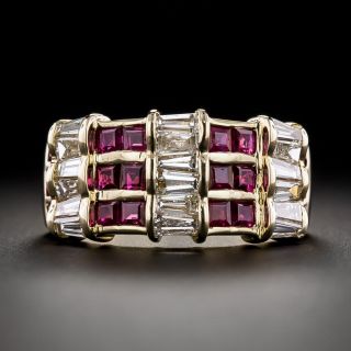 Estate Ruby and Diamond Band Ring - 3