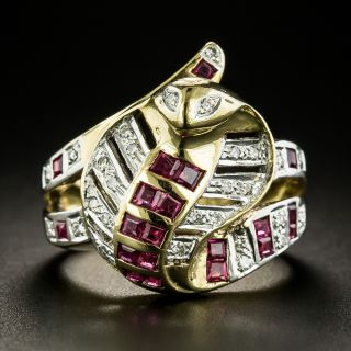 Estate Ruby and Diamond Cobra Ring - 4