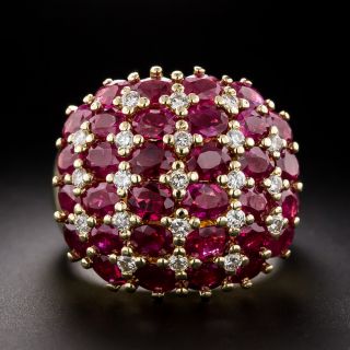 Estate Ruby and Diamond Dome Ring - 2