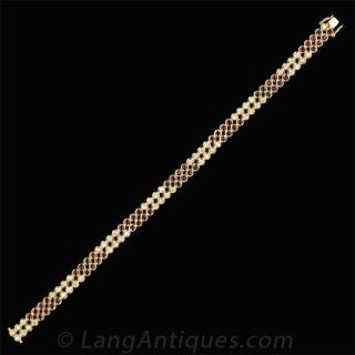 Estate Ruby and Diamond Double Row Bracelet